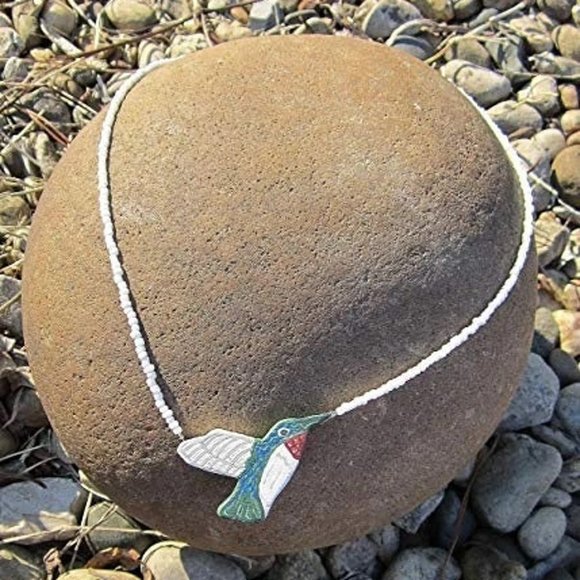 Wooden beaded Hummingbird necklace handmade handcrafted - Picture 4 of 6